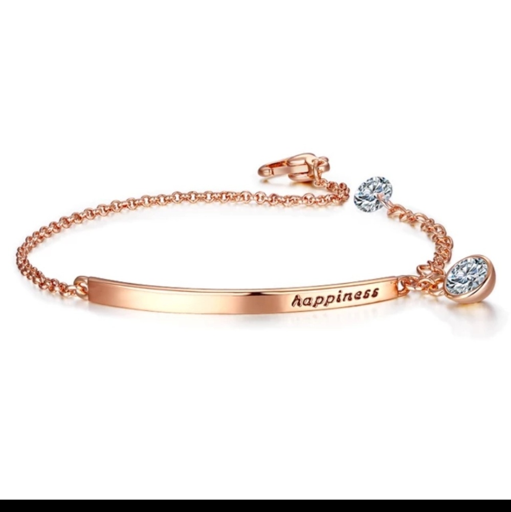 NEW Minimalist Rose Gold Bar Bracelet - Picture 2 of 10